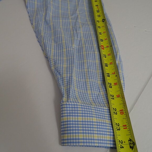 Vineyard Vines Whale Shirt Blue Yellow Plaid Men Size L Long Sleeve Logo - Picture 10 of 11